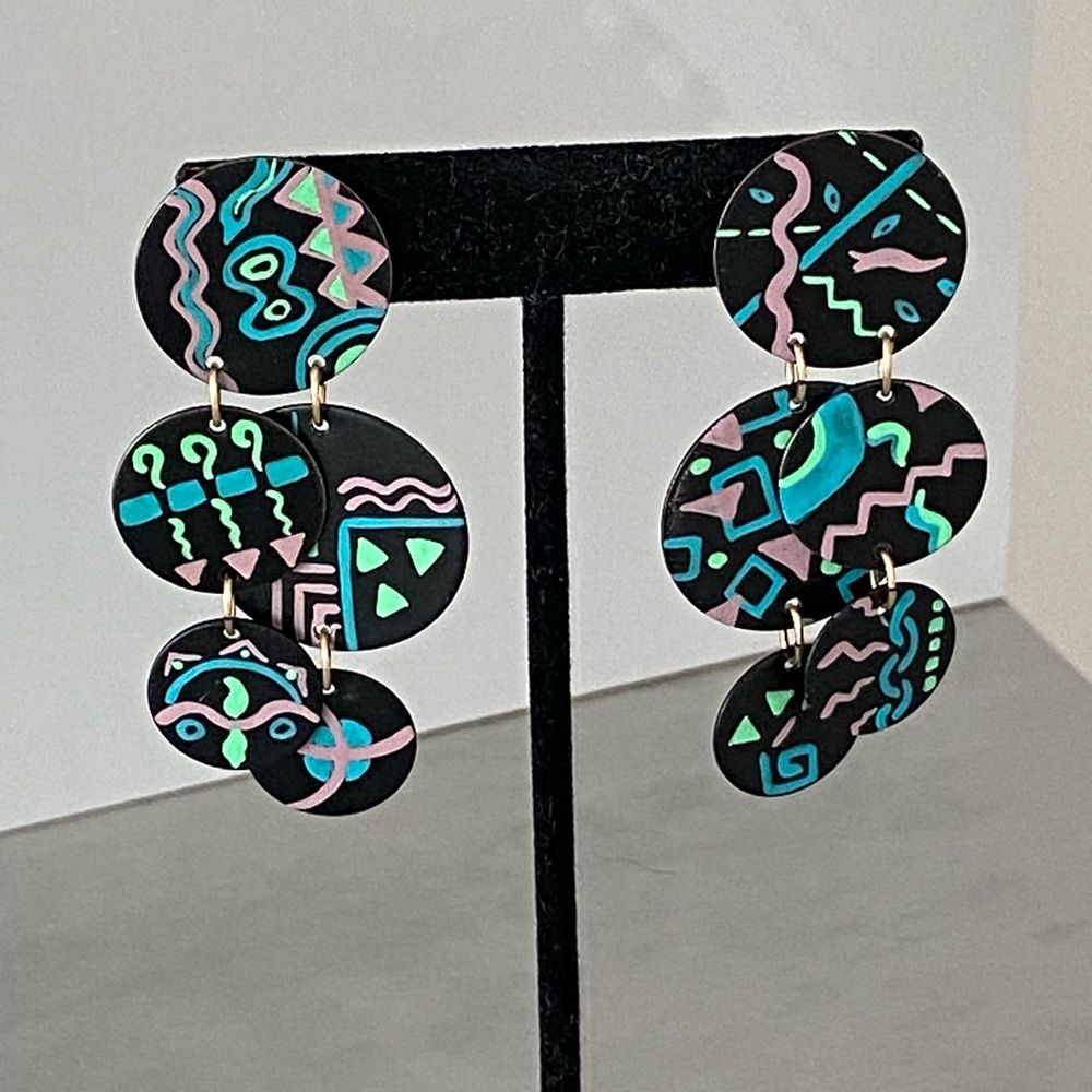 Colorful Multi-Disc Earrings - Picture 2 of 4